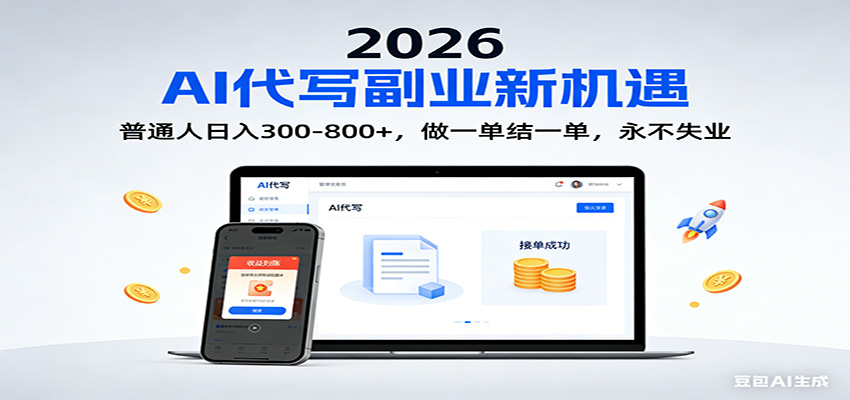 2026 副业首选！AI 代写日入 300-800，普通人0门槛，做一单结一单！-baizmi