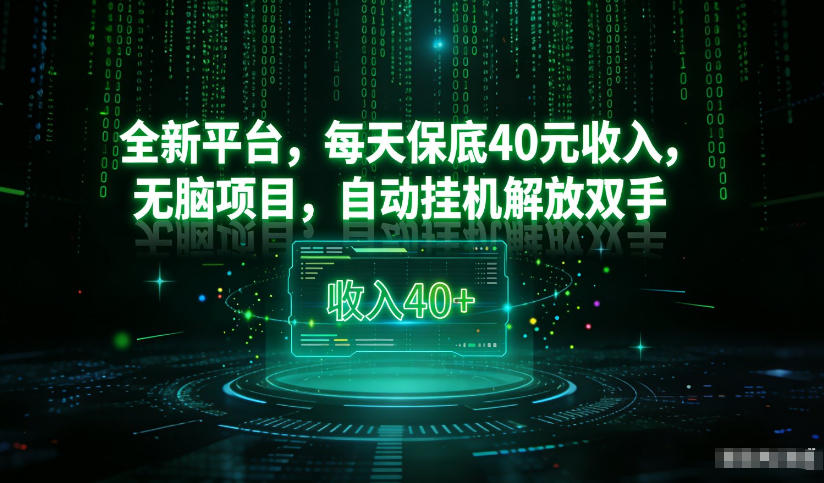最新看广平台，每天保底30-4米，无脑项目，自动挂G解放双手【揭秘】-baizmi