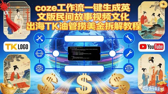 Coze扣子工作流一键生成英文版民间故事视频，文化出海TK油管捞美金拆解教程-baizmi