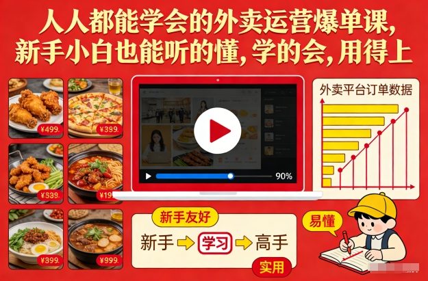 人人都能学会的外卖运营爆单课，新手小白也能听的懂，学的会，用得上-baizmi