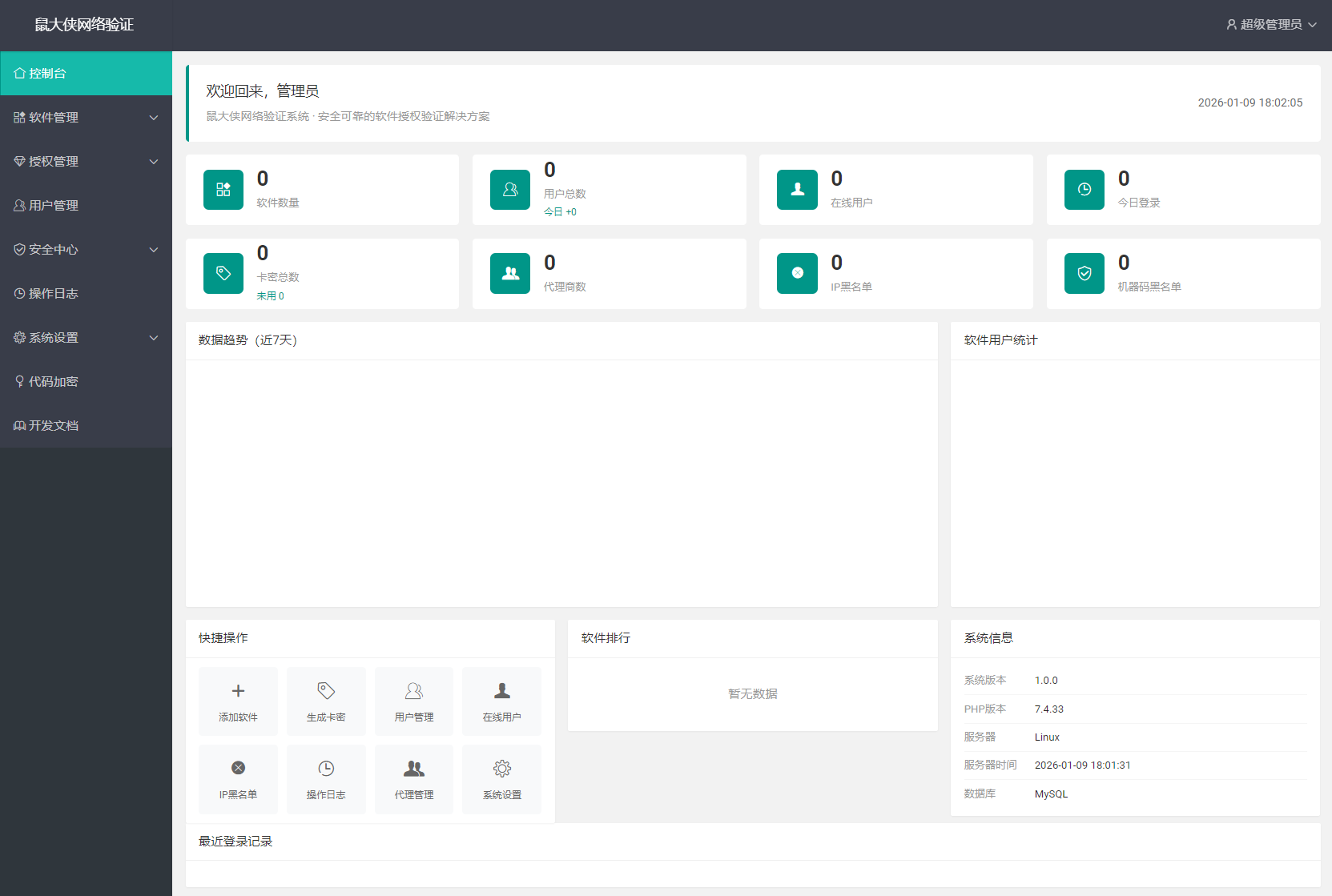 鼠大侠网络验证系统源码 一机一码授权验证 全开源-baizmi