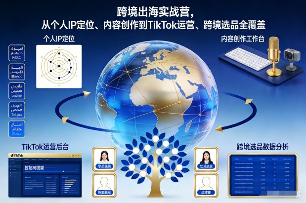 跨境出海实战营，从个人IP定位、内容创作到TikTok运营、跨境选品全覆盖-baizmi