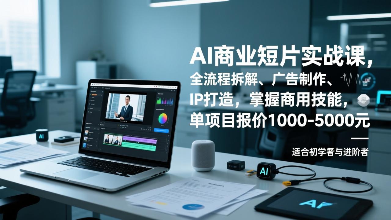 AI商业短片实战课，全流程拆解、广告制作、IP打造，掌握商用技能，单项目报价1000-5000元-baizmi