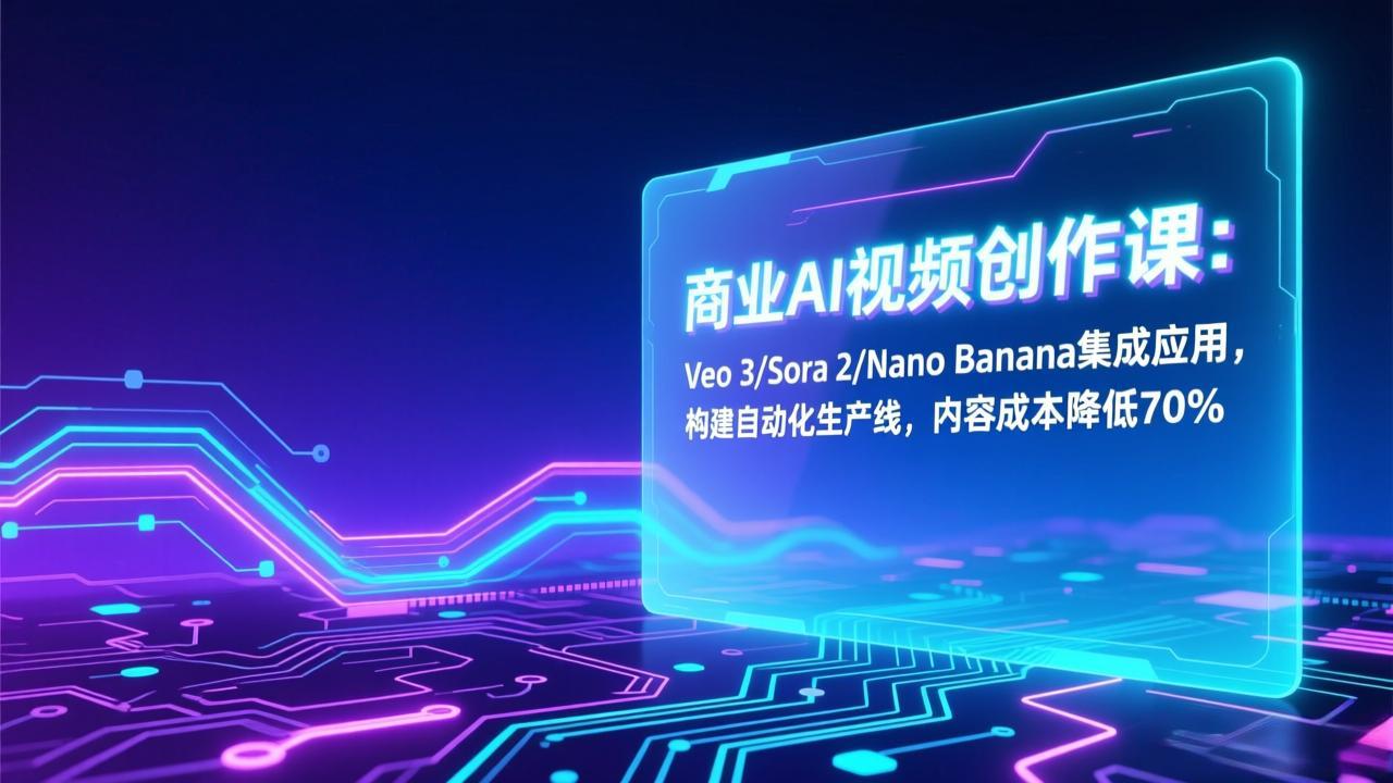 商业AI视频创作课：Veo 3/Sora 2/Nano Banana集成应用，构建自动化生产线，内容成本降低70%-baizmi
