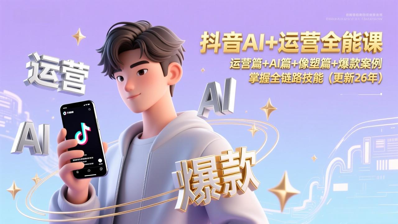 抖音AI+运营全能课，运营篇+AI篇+像塑篇+爆款案例，掌握全链路技能(更新26年-baizmi