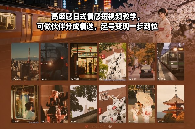 高级感日式情感短视频教学，可做伙伴分成精选，起号变现一步到位-baizmi