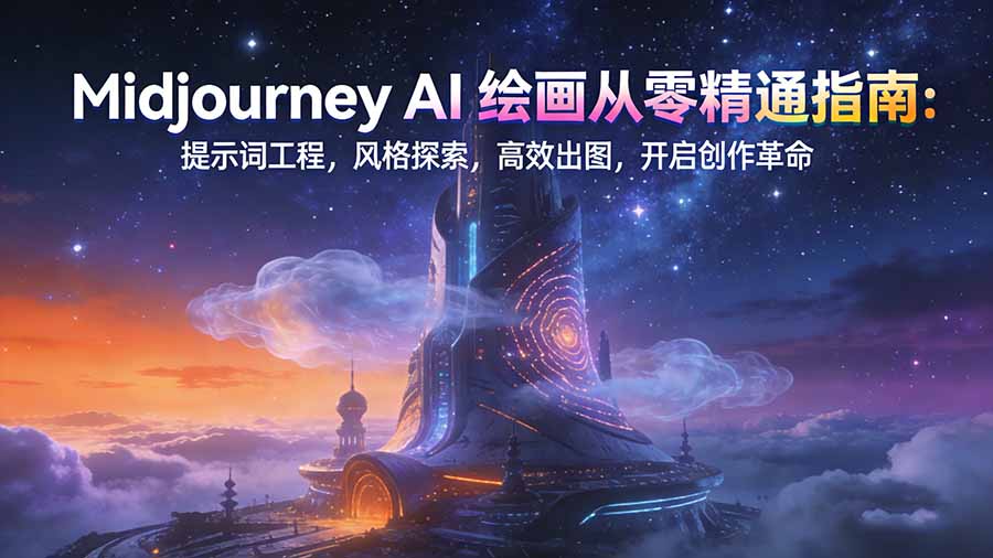 Midjourney AI绘画从零精通指南：提示词工程，风格探索，高效出图，开启创作革命-baizmi