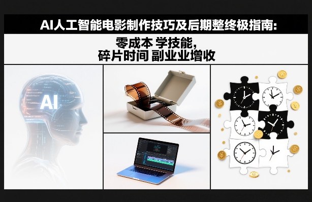 AI人工智能电影制作技巧及后期完整终极指南：零成本学技能，碎片时间副业增收-baizmi