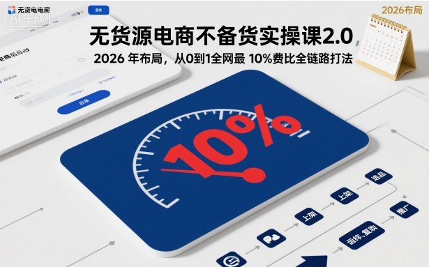 无货源电商不备货实操课2.0，2026年布局，从0到1全网最低10%费比全链路打法【更新】-baizmi