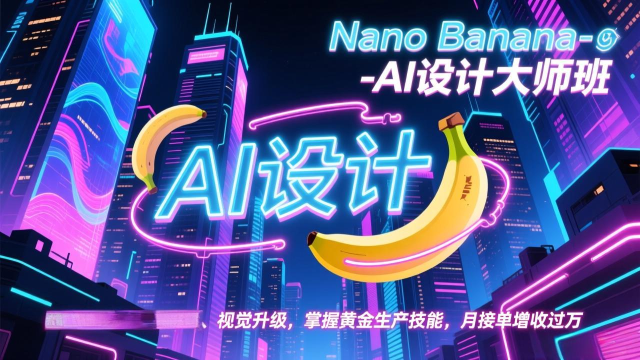 Nano Banana-AI设计大师班，修图合成、广告创作、视觉升级，掌握黄金生产技能，月接单增收过万-baizmi