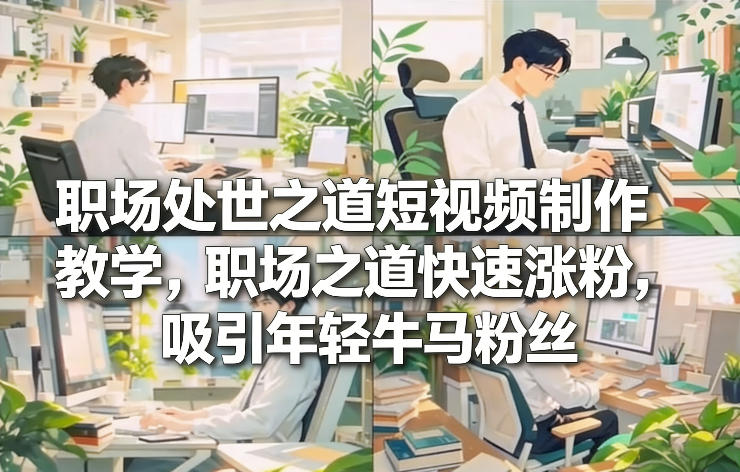 职场处世之道短视频制作教学，职场之道快速涨粉，吸引年轻牛马粉丝-baizmi