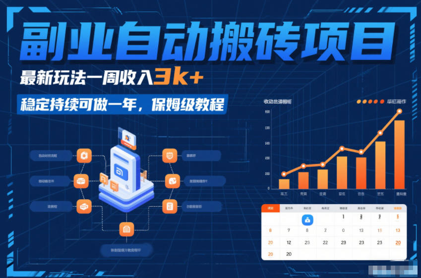 副业自动搬砖项目，最新玩法一周收入3k+，稳定持续可做一年，保姆级教程【揭秘】-baizmi
