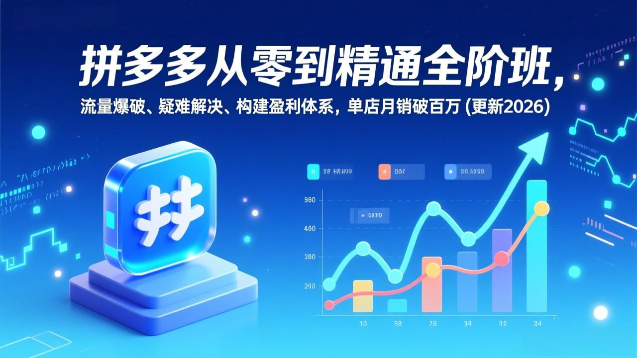 拼多多从零到精通全阶班，流量爆破、疑难解决，构建盈利体系，单店月销破百万(更新2026-baizmi