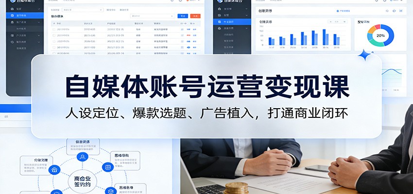 自媒体账号运营变现课：人设定位、爆款选题、广告植入，打通商业闭环-baizmi