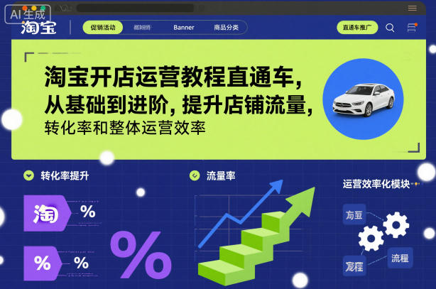淘宝开店运营教程直通车，从基础到进阶，提升店铺流量，转化率和整体运营效率(更新26年1月)-baizmi