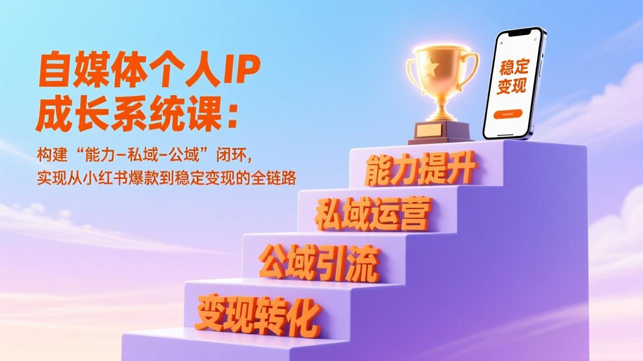 自媒体个人IP成长系统课：构建“能力-私域-公域”闭环，实现从小红书爆款到稳定变现的全链路-baizmi