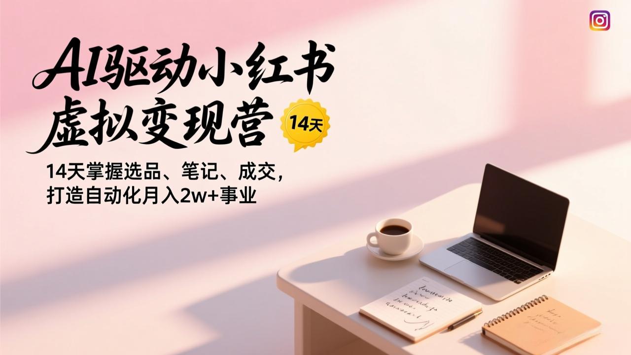 AI驱动小红书虚拟变现营，14天掌握选品、笔记、成交，打造自动化月入2w+事业-baizmi