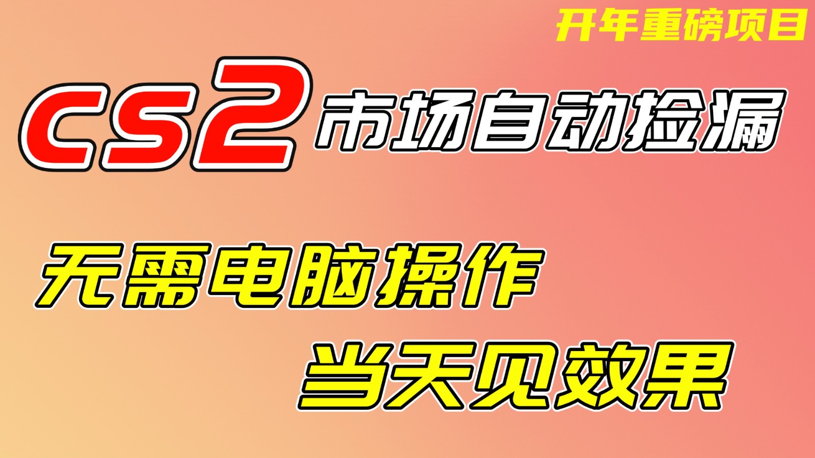 CS2市场挂机项，无需电脑操作，无需进入游戏，当天见效果，支持任何形式验证-baizmi