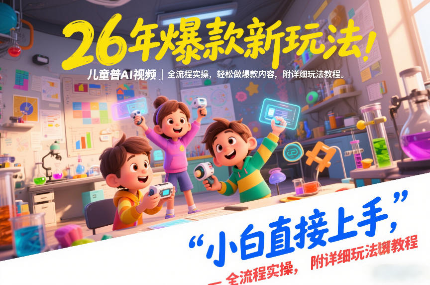 26年爆款新玩法，儿童科普AI视频，全流程实操，轻松做爆款内容，小白直接上手，附详细玩法教程-baizmi