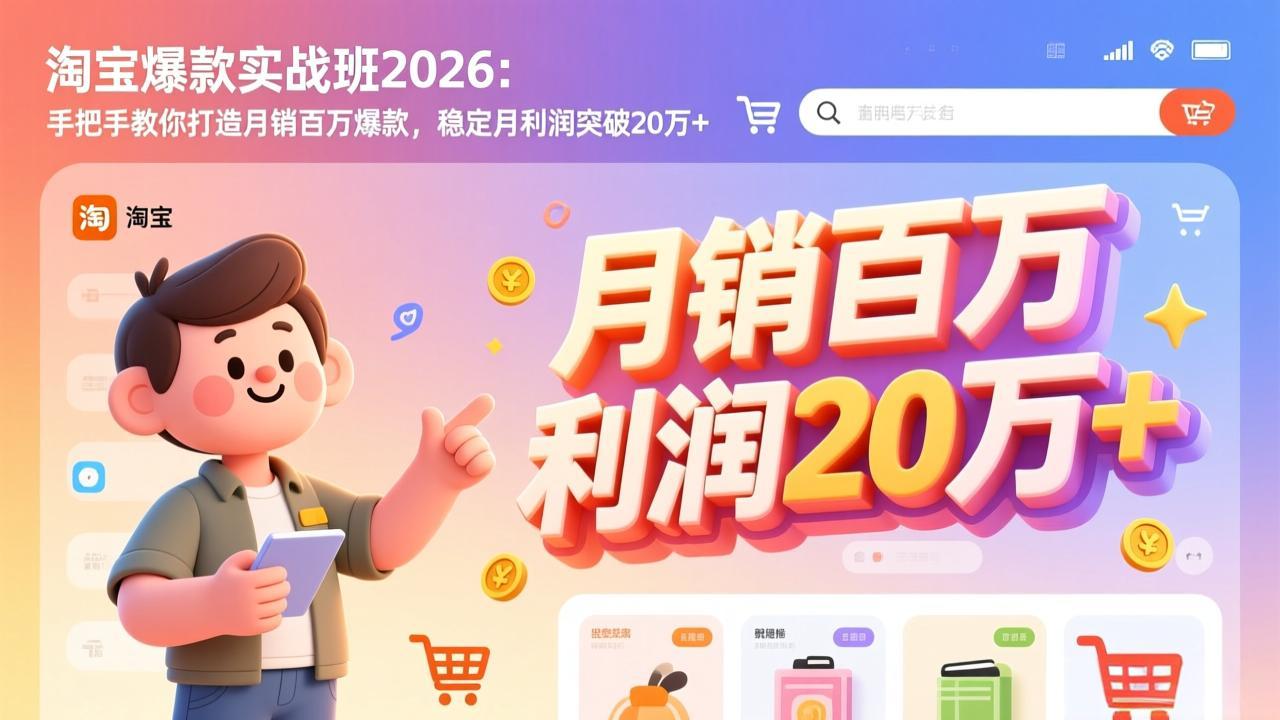 淘宝爆款实战班2026：手把手教你打造月销百万爆款，稳定月利润突破20万+-baizmi
