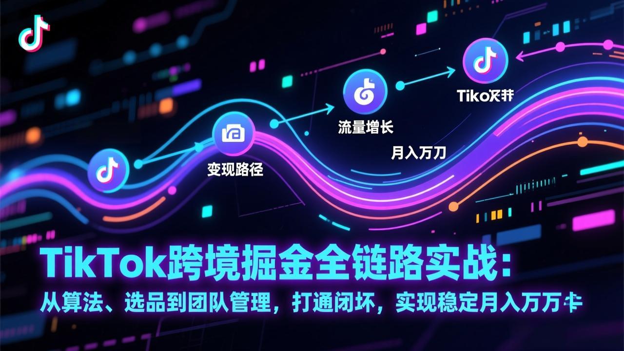 TikTok跨境掘金全链路实战：从算法、选品到团队管理，打通闭环，实现稳定月入万刀-baizmi