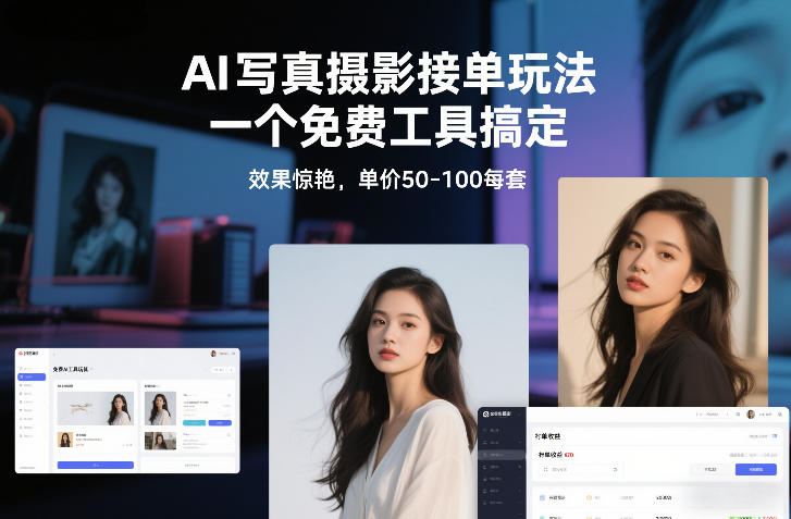 AI写真摄影接单玩法，一个免费工具搞定，效果惊艳，单价50-100每套-baizmi