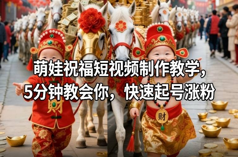 萌娃祝福短视频制作教学，5分钟教会你，快速起号涨粉-baizmi