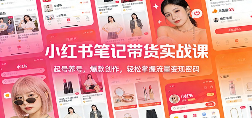 小红书笔记带货实战课：起号养号，爆款创作，轻松掌握流量变现密码-baizmi