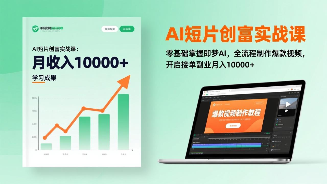 AI短片创富实战课：零基础掌握即梦AI，全流程制作爆款视频，开启接单副业月入10000+(更新-baizmi