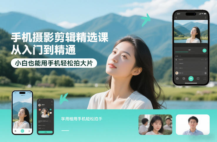 手机摄影剪辑精选课，从入门到精通，小白也能用手机轻松拍大片-baizmi