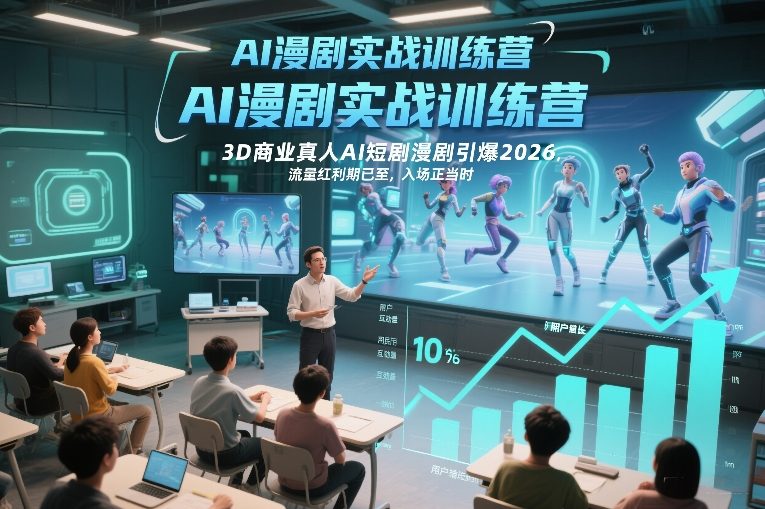 AI漫剧实战训练营，3D商业真人AI短剧漫剧引爆2026，流量红利期已至，入场正当时-baizmi