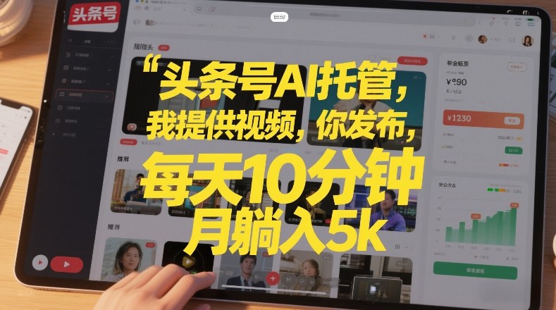 头条号AI托管，我提供视频，你发布，每天10分钟，月躺入5k+【揭秘】-baizmi