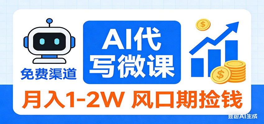 2026告别打工！AI 代写微课，提供免费渠道，月入 1-2W 风口期捡钱-baizmi