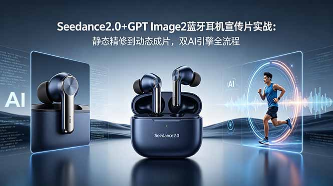 Seedance2.0+GPT Image2蓝牙耳机宣传片实战：静态精修到动态成片，双AI引擎全流程-baizmi