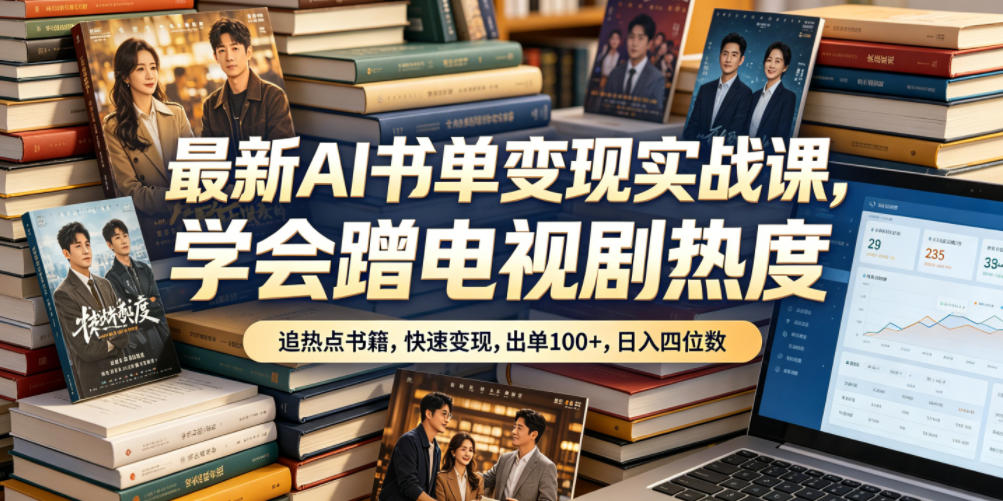 最新AI书单变现实战课，学会蹭电视剧热度，追热点书籍，快速变现，出单100+，日入四位数-baizmi
