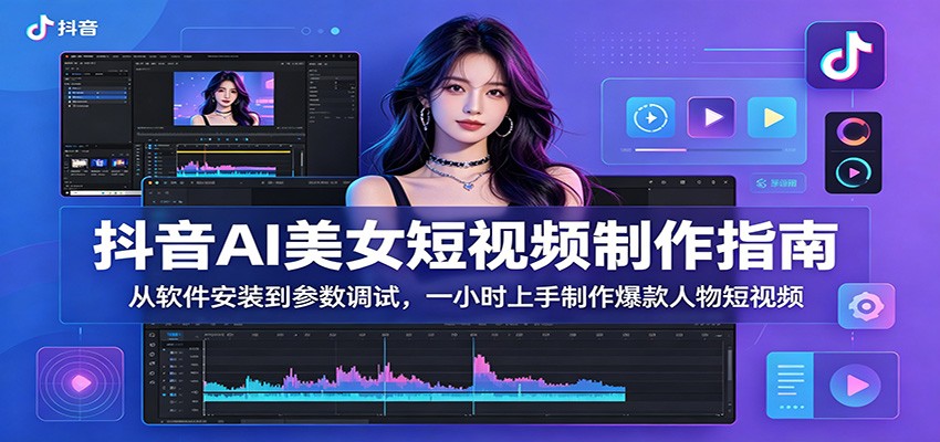 抖音AI美女短视频制作指南：从软件安装到参数调试，一小时上手制作爆款人物短视频-baizmi