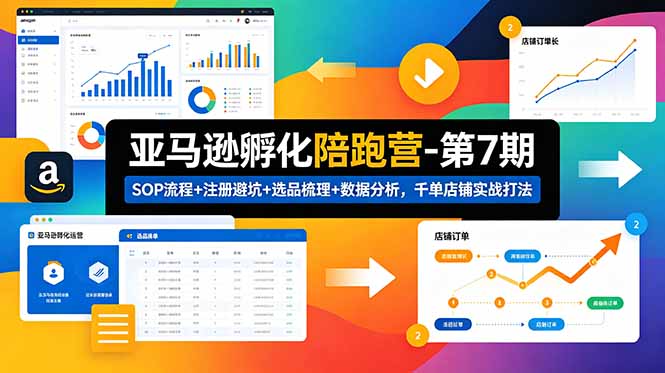 亚马逊孵化陪跑营-第7期：SOP流程+注册避坑+选品梳理+数据分析，千单店铺实战打法-baizmi