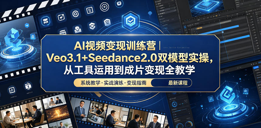 AI视频变现训练营｜Veo3.1+Seedance2.0双模型实操，从工具运用到成片变现全教学-baizmi