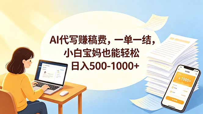 AI代写赚稿费，一单一结，小白宝妈也能轻松日入500-1000+-baizmi