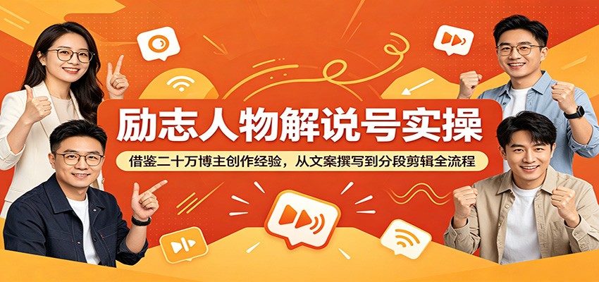 励志人物解说号实操：借鉴二十万博主创作经验，从文案撰写到分段剪辑全流程-baizmi