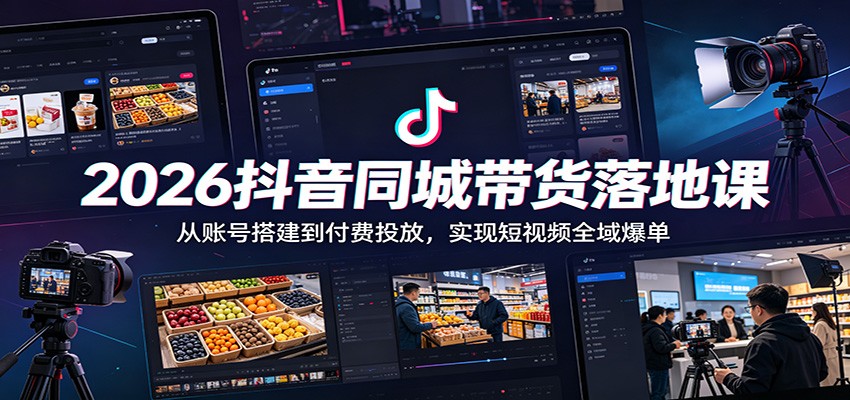 2026抖音同城带货落地课：从账号搭建到付费投放，实现短视频全域爆单-baizmi