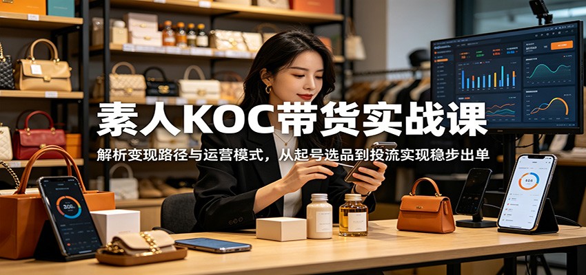 素人KOC带货实战课：解析变现路径与运营模式，从起号选品到投流实现稳步出单-baizmi