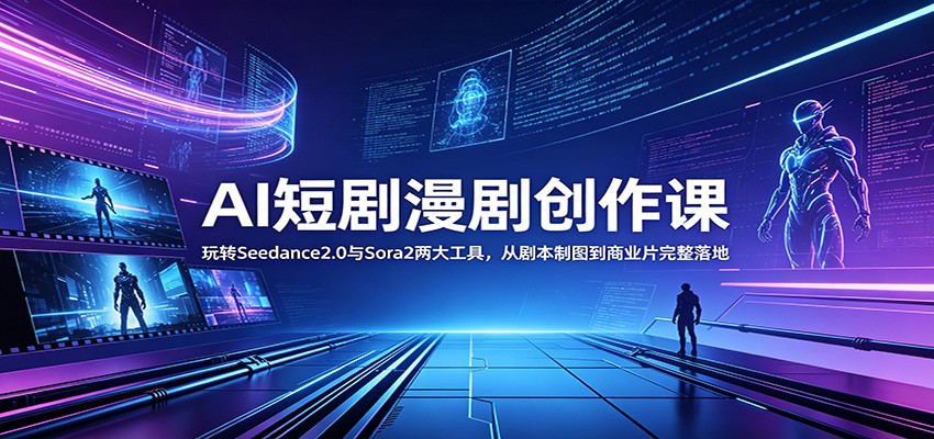 AI短剧漫剧创作课：玩转Seedance2.0与 Sora2两大工具，从剧本制图到商业片完整落地-baizmi