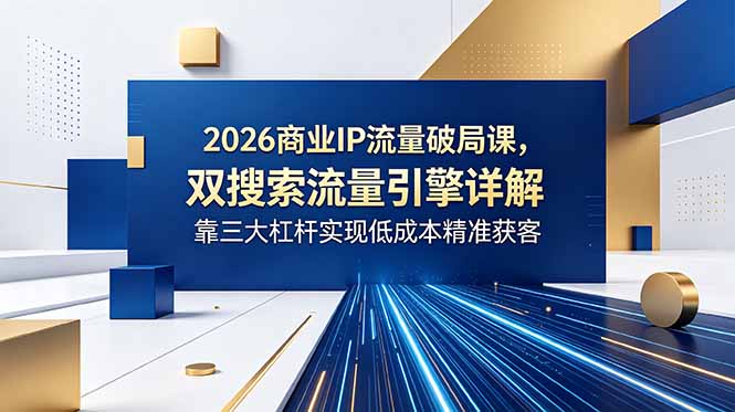 2026商业IP流量破局课，双搜索流量引擎详解，靠三大杠杆实现低成本精准获客-baizmi