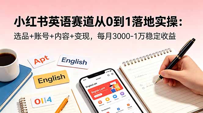 小红书英语赛道从0到1落地实操：选品+账号+内容+变现，每月3000-1万稳定收益-baizmi