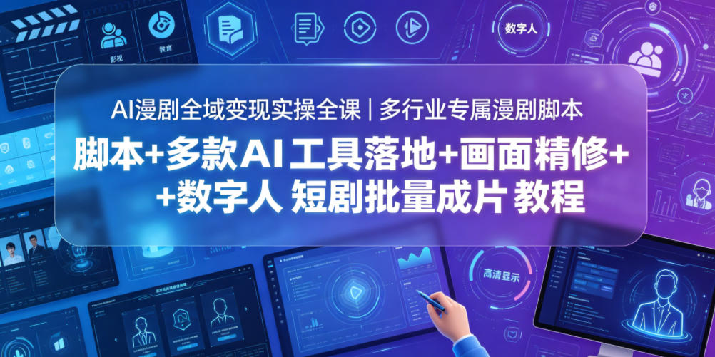 AI漫剧全域变现实操全课｜多行业专属漫剧脚本+多款AI工具落地+画面精修+数字人短剧批量成片全教程-baizmi