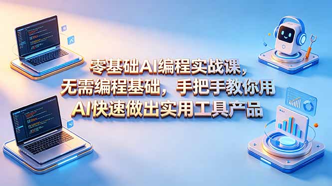 零基础AI编程实战课-更新，无需编程基础，手把手教你用AI快速做出实用工具产品-baizmi