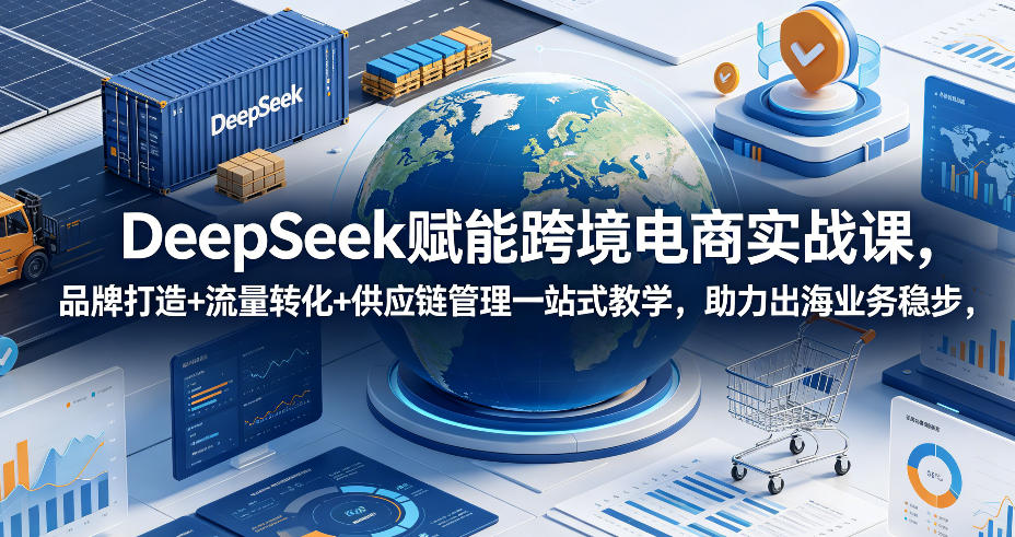 DeepSeek赋能跨境电商实战课，品牌打造+流量转化+供应链管理一站式教学，助力出海业务稳步发展-baizmi