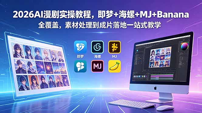 2026AI漫剧实操教程，即梦+海螺+MJ+Banana全覆盖，素材处理到成片落地一站式教学-baizmi