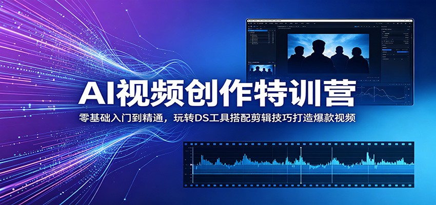 AI视频创作特训营：零基础入门到精通，玩转DS工具搭配剪辑技巧打造爆款视频-baizmi